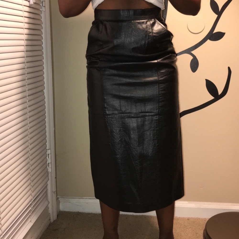 Vintage REAL leather midi skirt